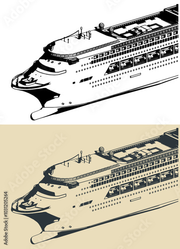 Big cruise liner illustrations