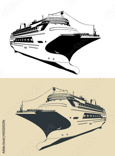 Cruise liner illustrations