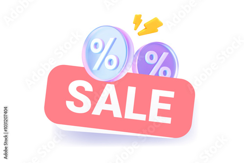 Sale banner with a percent sign. Vector concept for profitable discounts. Online e-commerce.
