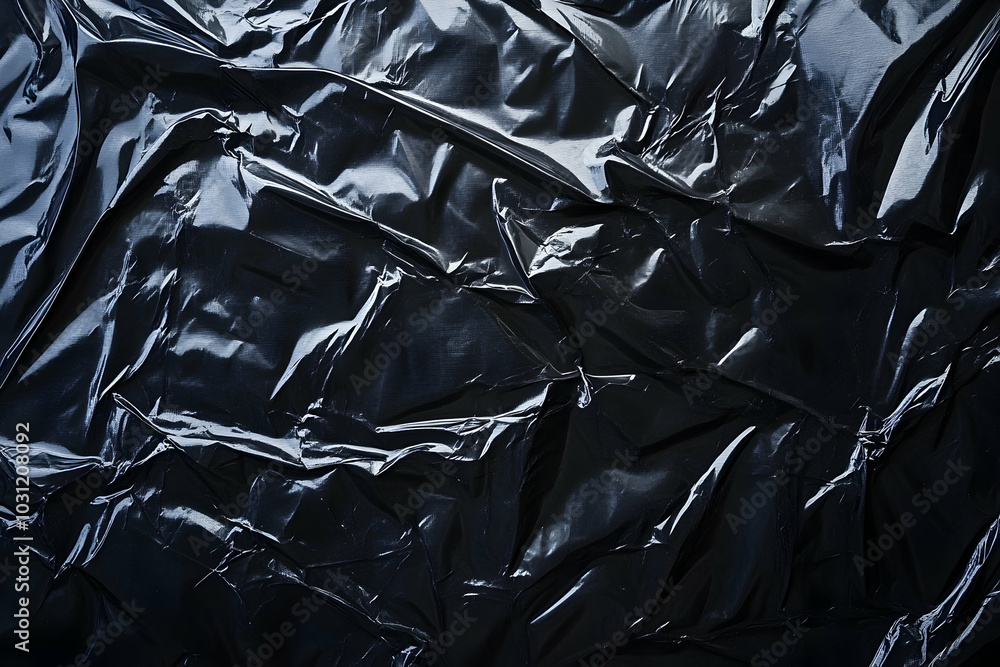 Black Crumpled Plastic Texture Background Black Crumpled Plastic Texture Background