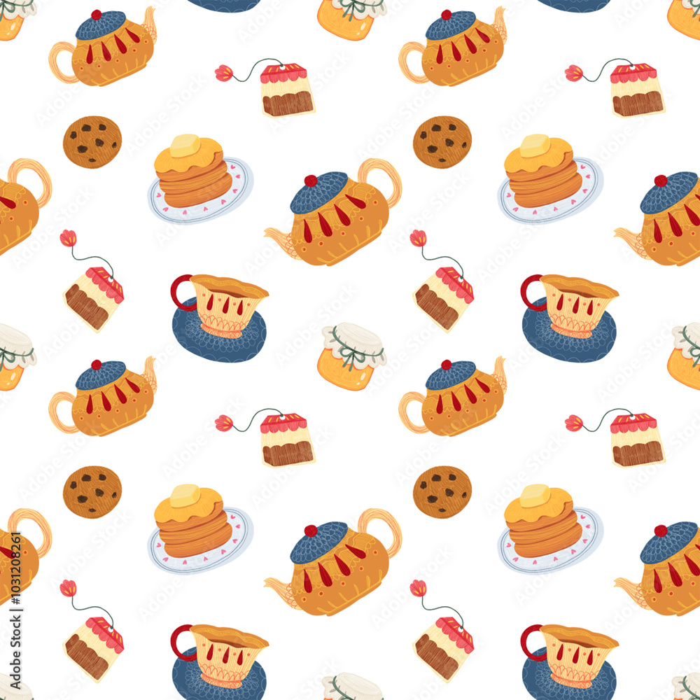 warm autumn days with spring charm, hand-drawn watercolor painting pattern seamless design warm autumn days with spring charm, hand-drawn watercolor painting pattern seamless design