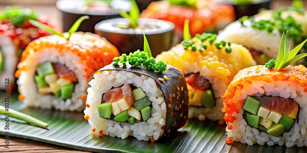 Japanese cuisine consisting of vinegared rice Japanese cuisine consisting of vinegared rice