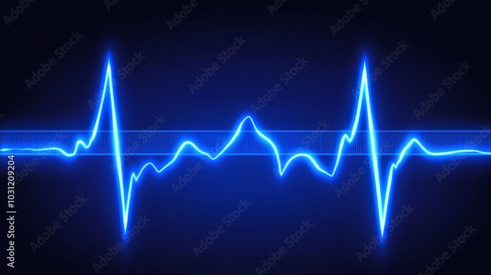 Dynamic blue 3D heart pulse trace illustrating cardiography in emergency medicine, perfect for health-related projects and hospital presentations, showcasing vital signs, advanced medical technology Dynamic blue 3D heart pulse trace illustrating cardiography in emergency medicine, perfect for health-related projects and hospital presentations, showcasing vital signs, advanced medical technology
