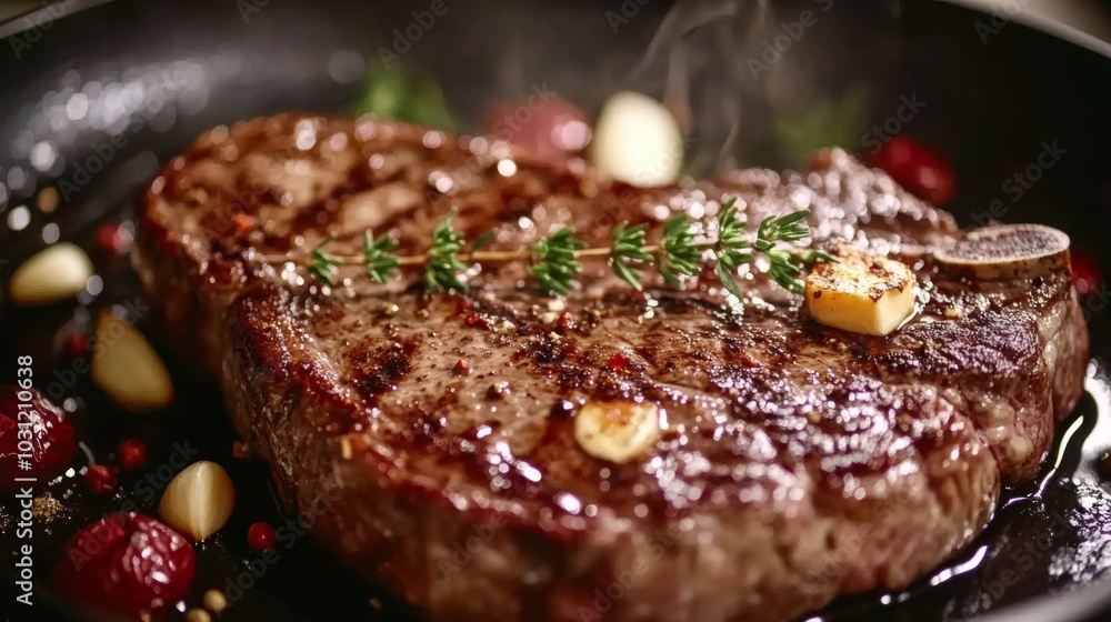 Deliciously Seared Steak with Fresh Herbs and Garlic Deliciously Seared Steak with Fresh Herbs and Garlic