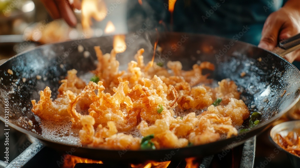 Crispy Fried Food Cooking in Wok Crispy Fried Food Cooking in Wok