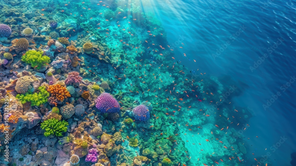 Naklejka premium Vibrant Coral Reef Underwater Exploration