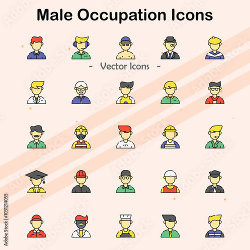 Icons representing various male professions and roles.