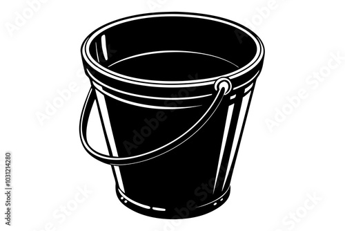  Beautiful plastic black bucket vector art illustration photo