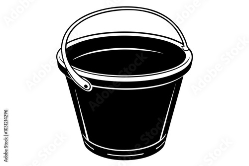  Beautiful plastic black bucket vector art illustration photo