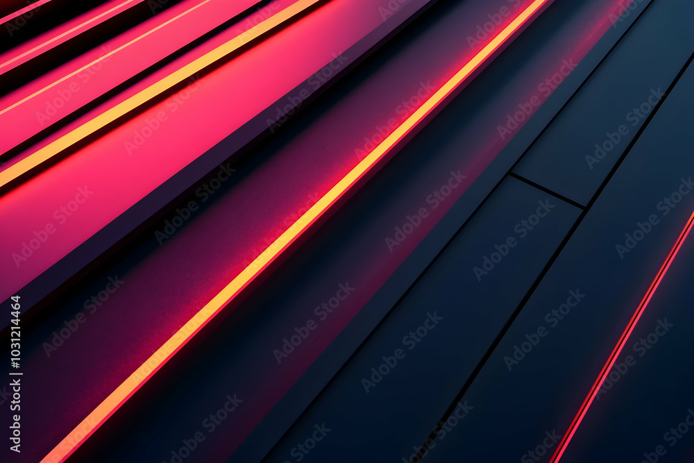 Abstract 3D Background with Diagonal Lines and Neon Lights Abstract 3D Background with Diagonal Lines and Neon Lights