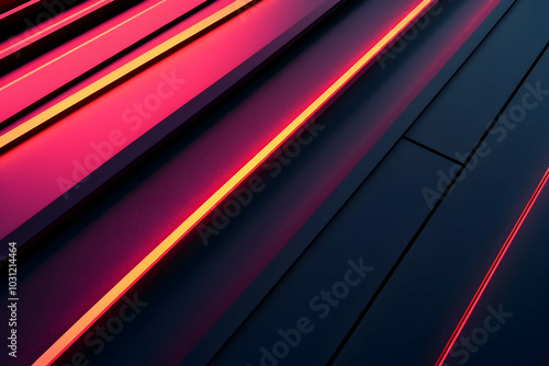 Abstract 3D Background with Diagonal Lines and Neon Lights