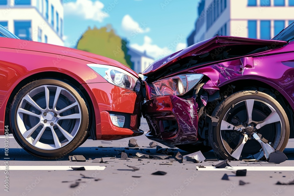 Road accident or car crash. Selective focus background and copy space Road accident or car crash. Selective focus background and copy space