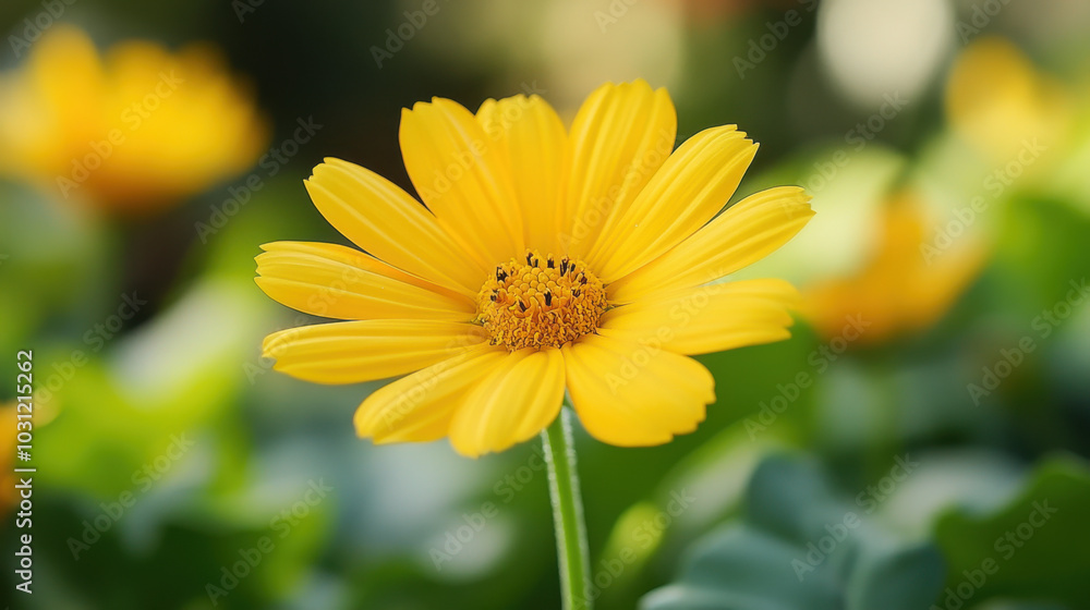 Close up yellow cosmos flower in garden Close up yellow cosmos flower in garden