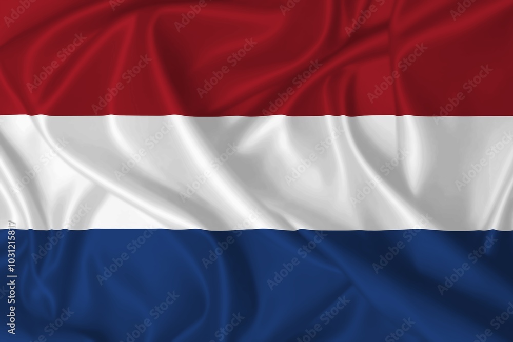 Flag of the Netherlands waving in the wind on fabric texture Flag of the Netherlands waving in the wind on fabric texture