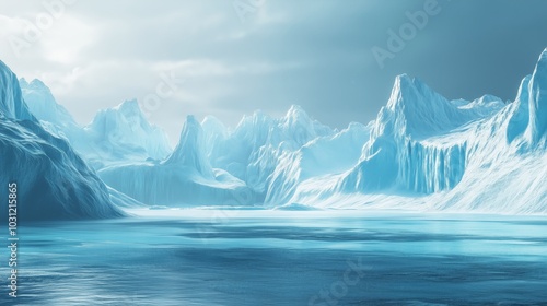 Wallpaper Mural Frozen Mountains and Icebergs in Pristine Polar Wilderness - Made with Generative AI Torontodigital.ca