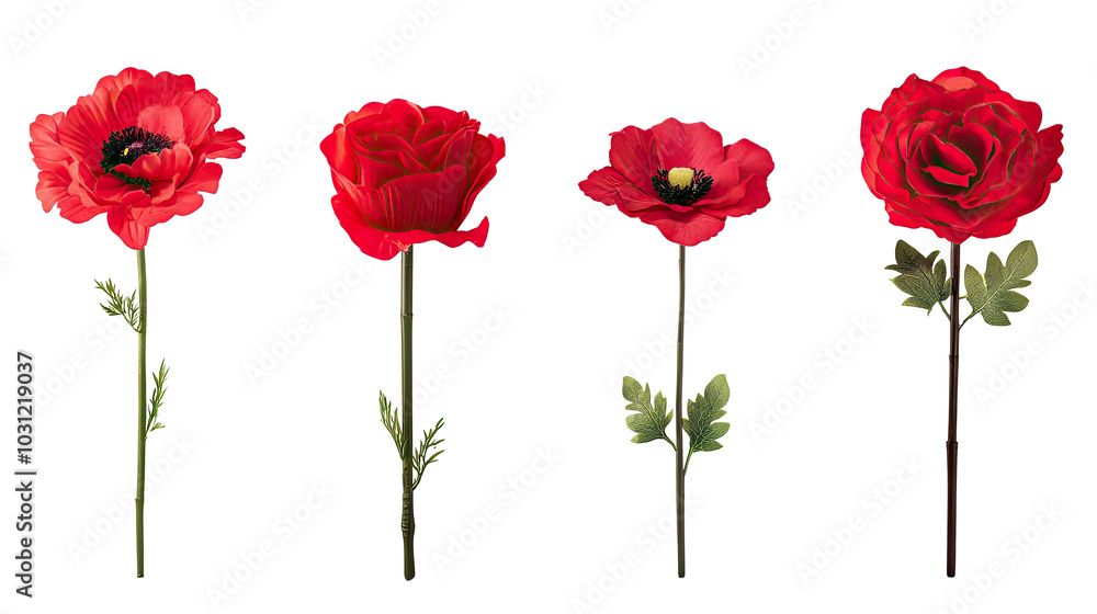 Stunning Collection of Vibrant Red Flowers on a White Background Generative AI Stunning Collection of Vibrant Red Flowers on a White Background Generative AI