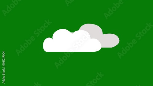 Cloud icon animation, green screen background.