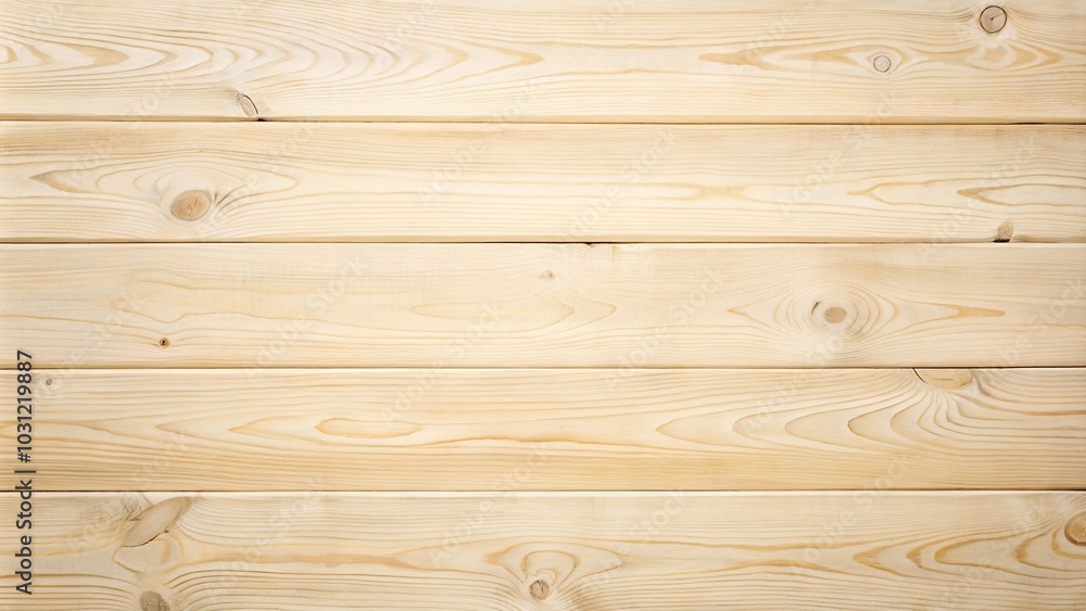 Fototapeta premium Light cream wooden background with horizontal planks minimalist