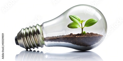 Light bulb with sprout inside isolated on white background