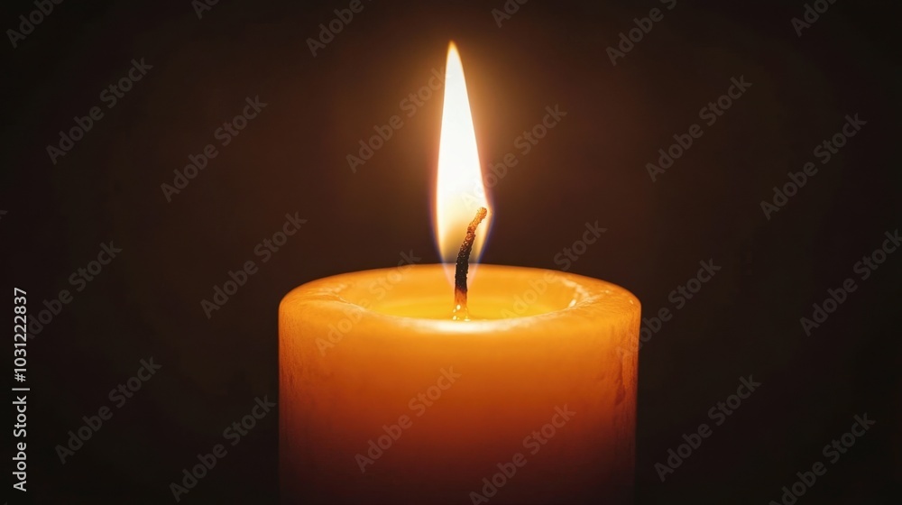 Warm Glow of a Single Burning Candle