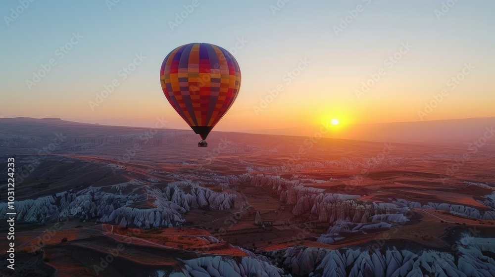 Obraz premium Breathtaking Hot Air Balloon Ride at Sunrise