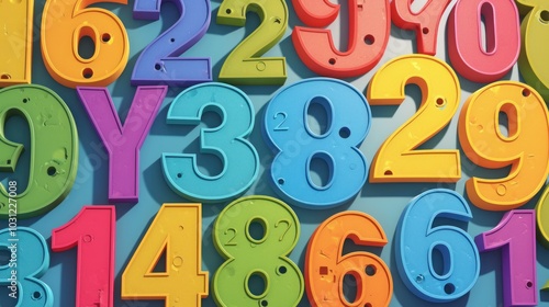 The colored numbers are arranged in shapes on a colored background. Each number is large enough to be easily seen when printed and used for children's games or educational activities