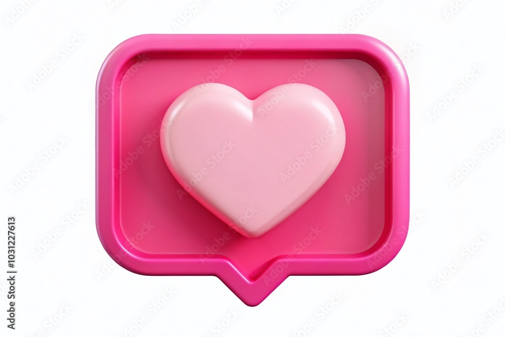 3D Pink Heart Shape Icon in Speech Bubble - Social Media Notification Symbol Cartoon Style Vector Illustration 3D Pink Heart Shape Icon in Speech Bubble - Social Media Notification Symbol Cartoon Style Vector Illustration