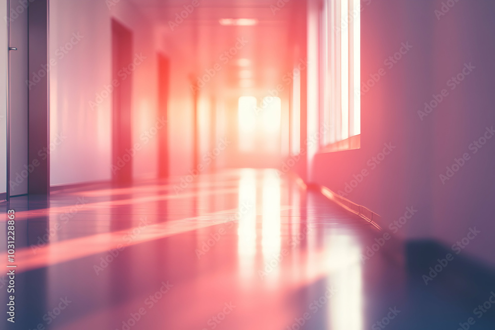 Bright Light Reflecting Off The Floor In A Long Hallway Illustration Bright Light Reflecting Off The Floor In A Long Hallway Illustration