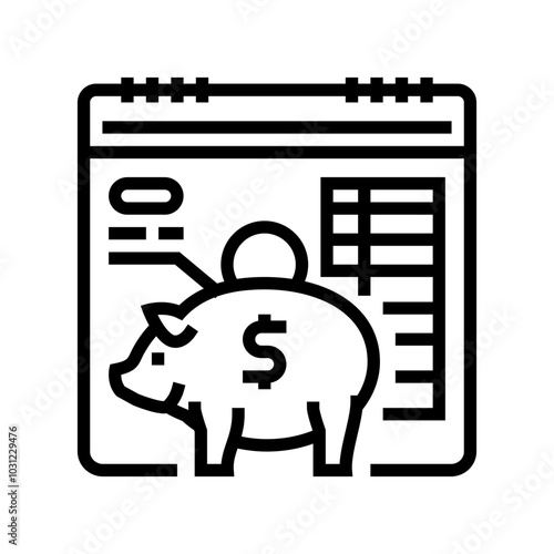 savings plan budget planning line icon vector. savings plan budget planning sign. isolated contour symbol black illustration