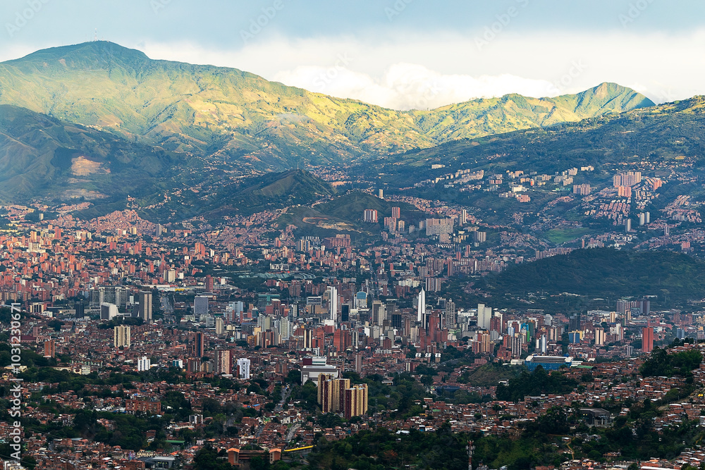 Medellín's Skyline with Mountain Backdrop Medellín's Skyline with Mountain Backdrop
