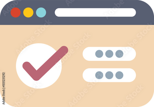 Simple flat illustration of a website displaying a successful login attempt
