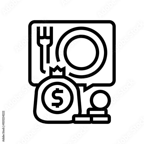 food budget planning line icon vector. food budget planning sign. isolated contour symbol black illustration