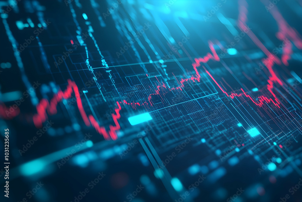 Abstract Blue and Red Digital Network Background Abstract Blue and Red Digital Network Background