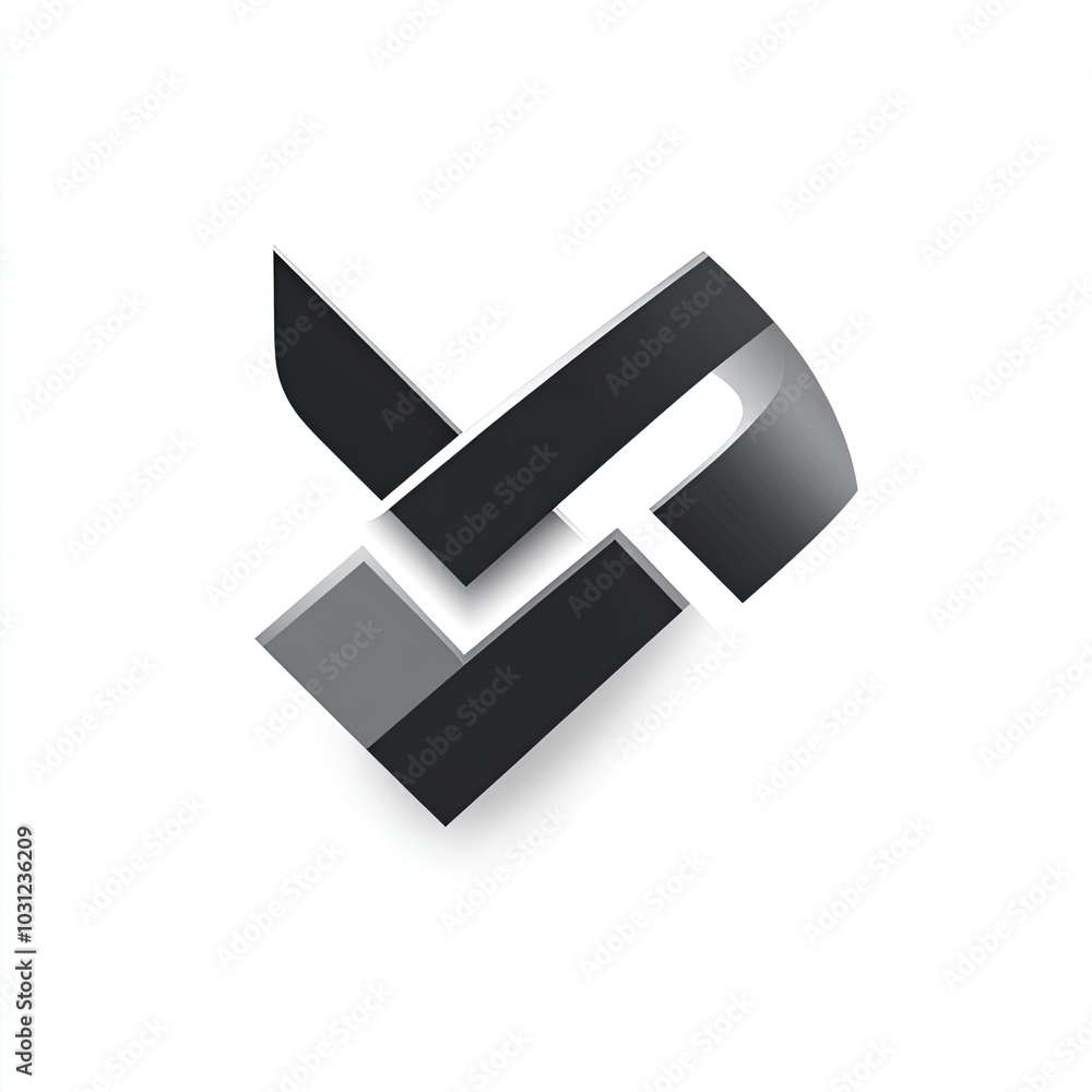 Abstract Black and White Interlocking Geometric Shape with Shadow Abstract Black and White Interlocking Geometric Shape with Shadow