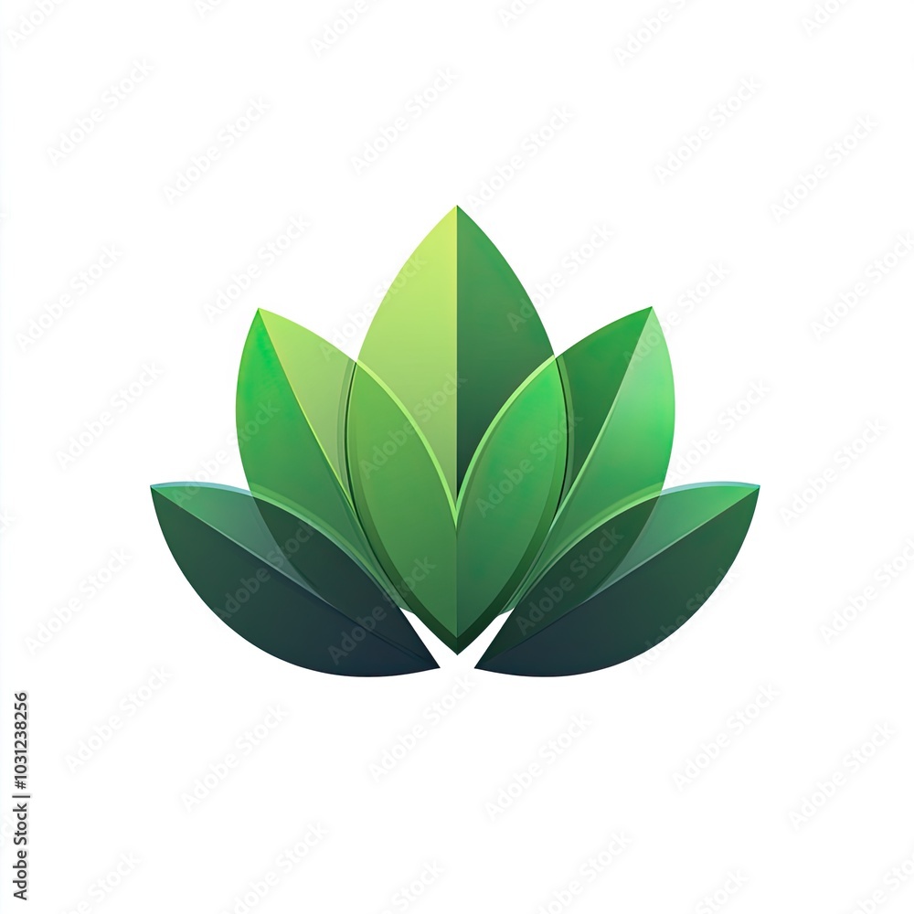 Naklejka premium Stylized green leaves forming a flower shape