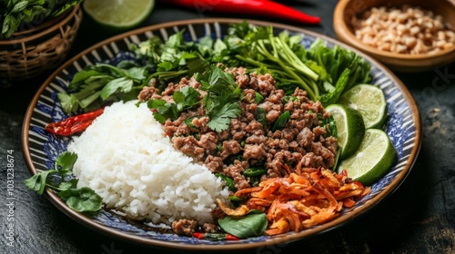 Flavorful Thai Beef Rice with Fresh Herbs and Veggies