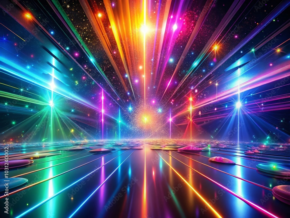 Naklejka premium Abstract Neon Light Spectrum Animation with Smooth Rainbow Flares for Stunning Backgrounds