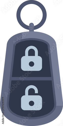 Car key fob is showing its lock and unlock buttons, representing concepts like car access, security and technology