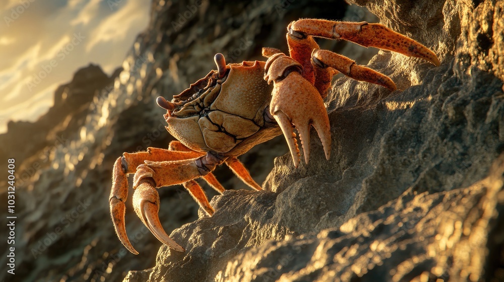 Close-Up of a Crab on Rocky Shoreline Close-Up of a Crab on Rocky Shoreline