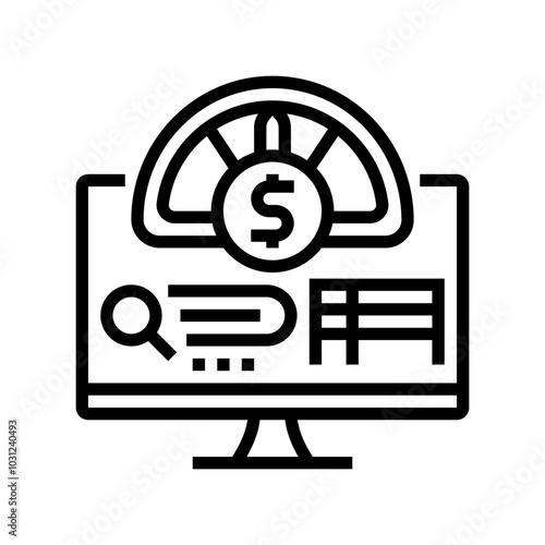 credit score monitoring budget planning line icon vector. credit score monitoring budget planning sign. isolated contour symbol black illustration