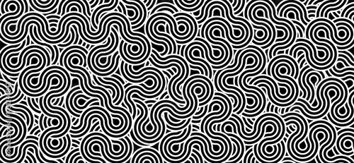 Seamless wavy ocean pattern. Chinese wavy pattern. black and white bumpy design. Pola bergelombang. Noodle pattern texture for wallpaper.
