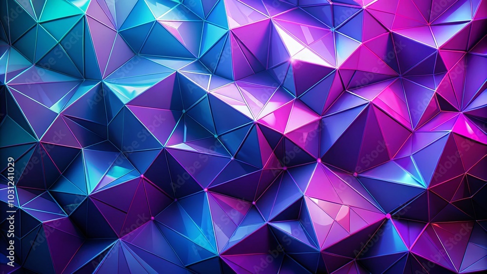 Abstract Polygonal Background with Faceted Shapes in Purple and Blue for Tech and Digital Themes - Low Poly Abstract Polygonal Background with Faceted Shapes in Purple and Blue for Tech and Digital Themes - Low Poly