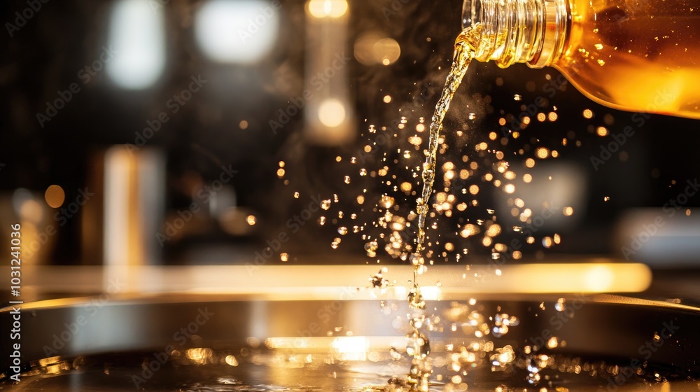 Pouring Liquid Over a Surface with Bubbles and Light Pouring Liquid Over a Surface with Bubbles and Light