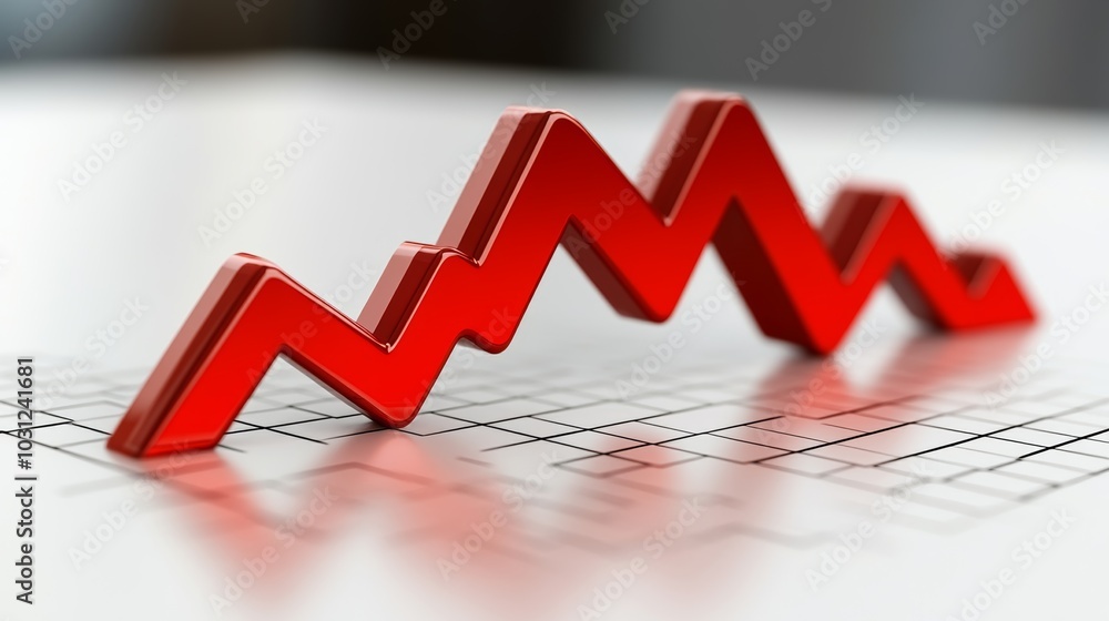 Red 3D Arrow Graph Downward Trend Decline Chart Red 3D Arrow Graph Downward Trend Decline Chart