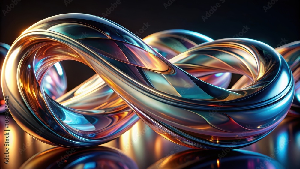 Smooth render of twisted glass shapes with dispersion effect on dark background, glass, twisted, shapes, render, smooth Smooth render of twisted glass shapes with dispersion effect on dark background, glass, twisted, shapes, render, smooth