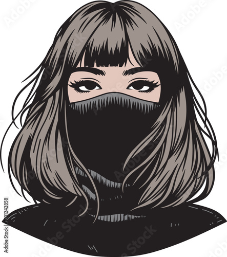 People wearing ski mask character design art