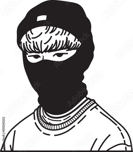 People wearing ski mask character design art