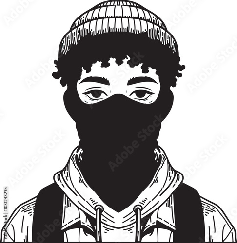 People wearing ski mask character design art