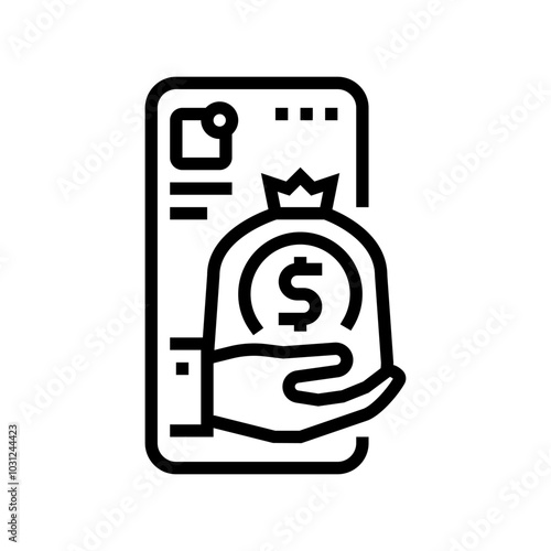 app budget planning line icon vector. app budget planning sign. isolated contour symbol black illustration