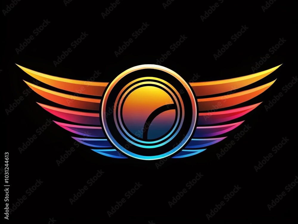 Obraz premium Abstract Wing Circle Logo Design for Travel and Transport Industry
